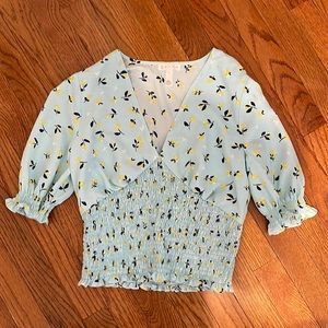 Women Sky blue V neck top